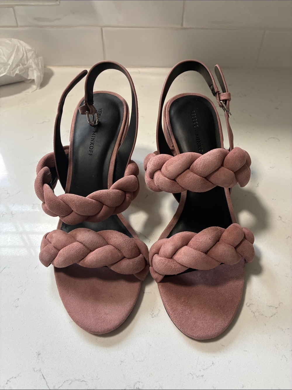 Rebecca Minkoff Mauve Braided Suede Slingback Heels